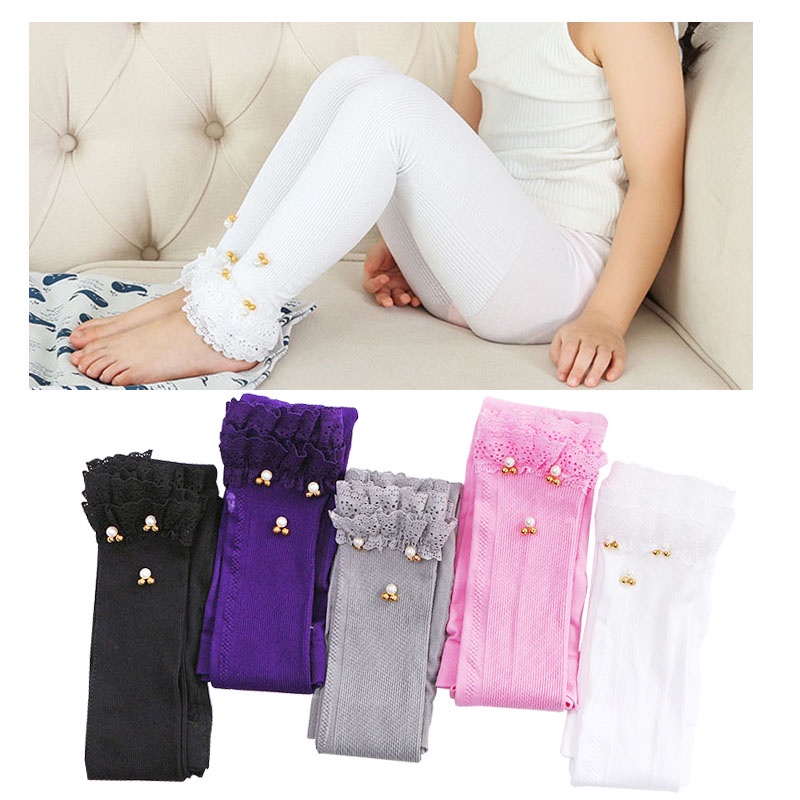 Quần Legging Công Chúa Mềm Mại Phối Ren Nhún Bèo Màu Kẹo Ngọt Dành Cho Bé Gái