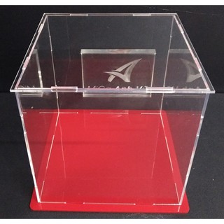 Hộp trưng bày 25x25x25cm mica trong chống bụi đế nhiều màu - lắp ghép