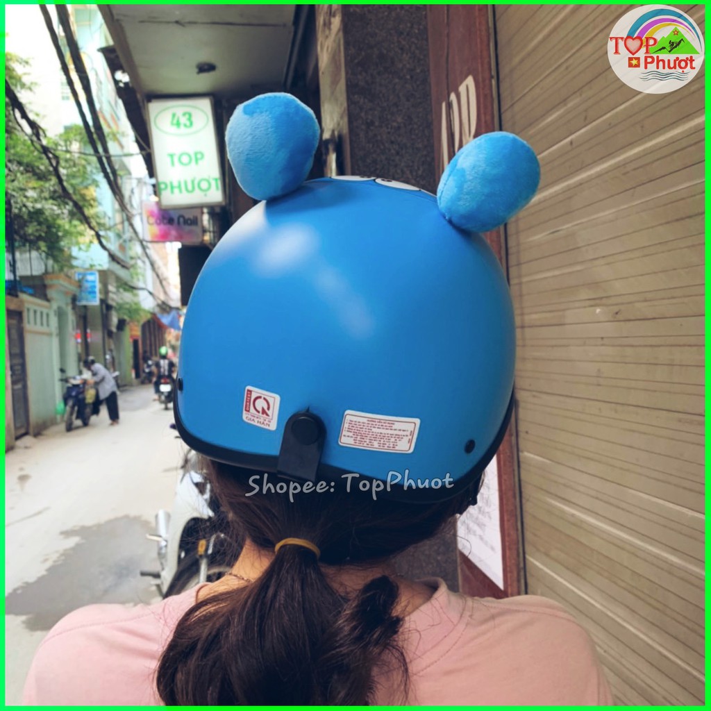 Nón bảo hiểm nửa đầu hình Doremon có tai - Mũ đạt chuẩn chất lượng của Việt Nam