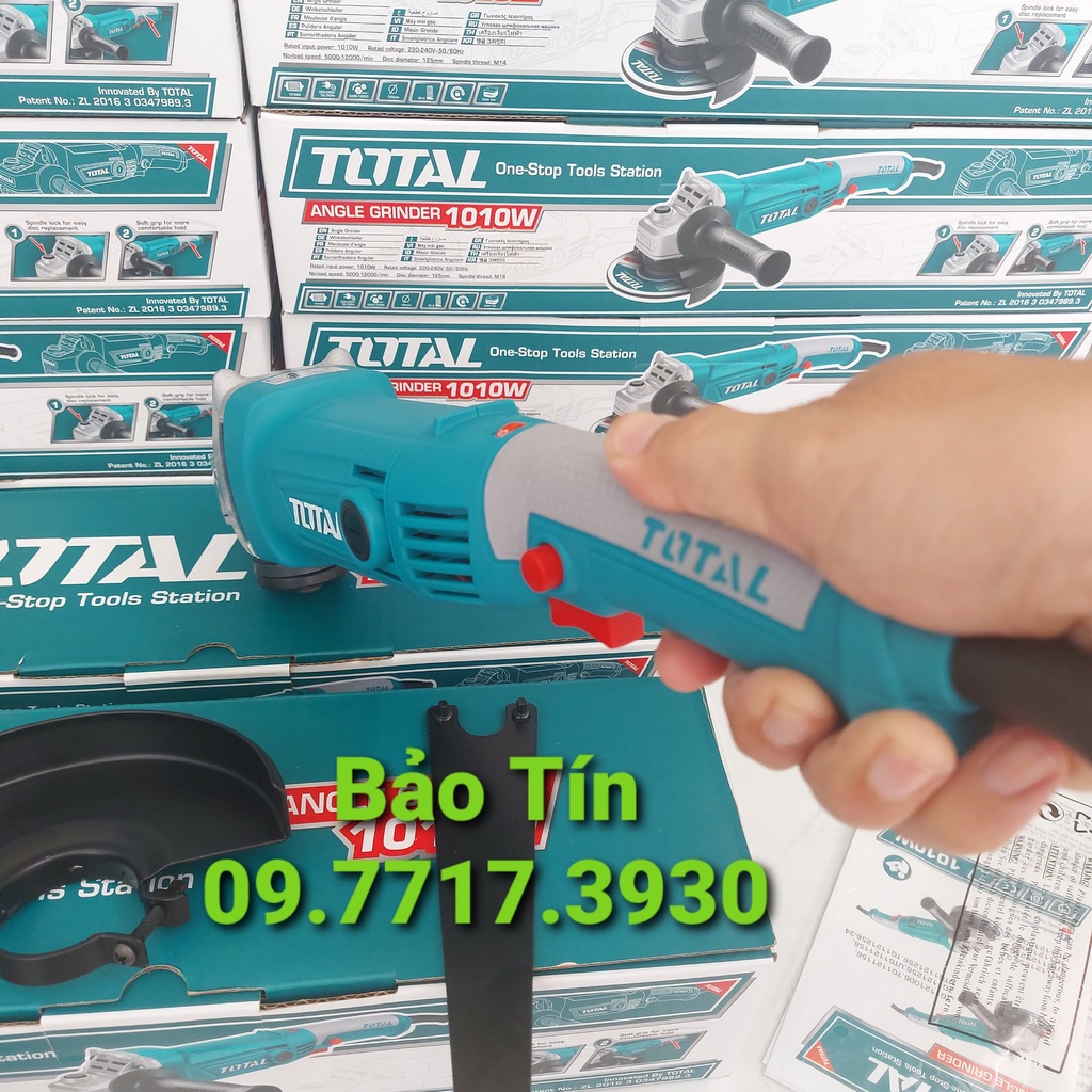 MÁY MÀI GÓC 1010W TOTAL  TG1121256-3  MÀI GÓC TAY DÀI  MÁY CẮT CẦM TAY CÓ CHỈNH TỐC ĐỘ