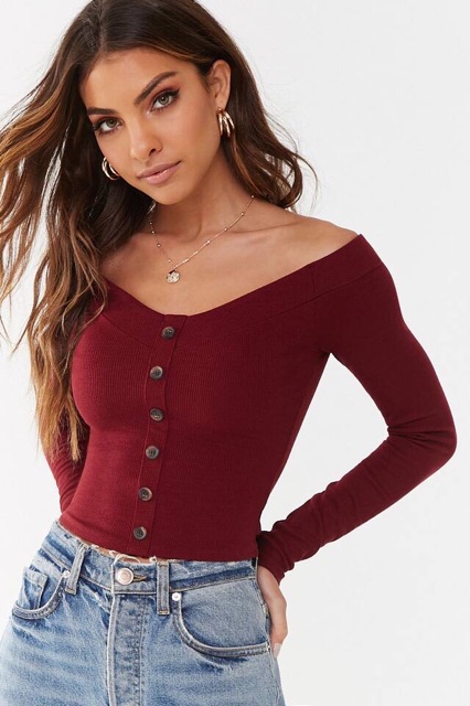 ÁO TAY DÀI TRỄ VAI F21