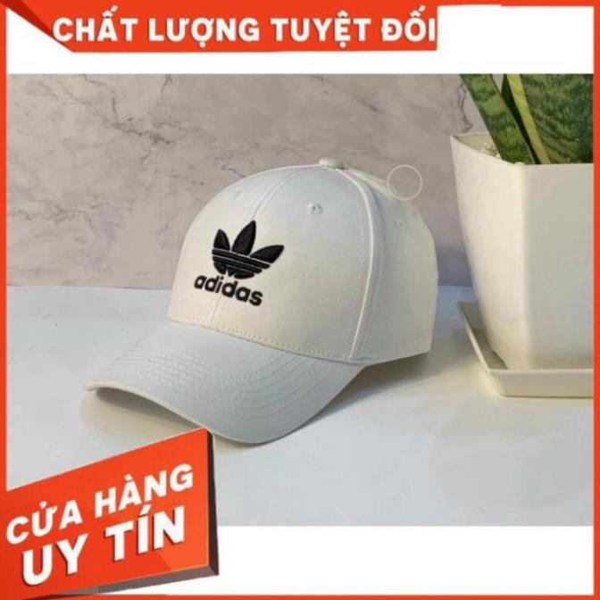 Nón kết Mũ lưỡi trai Adidas trắng logo thêu đen dành cho nam nữ Free size [ FULL BOX ] Xịn * 👒