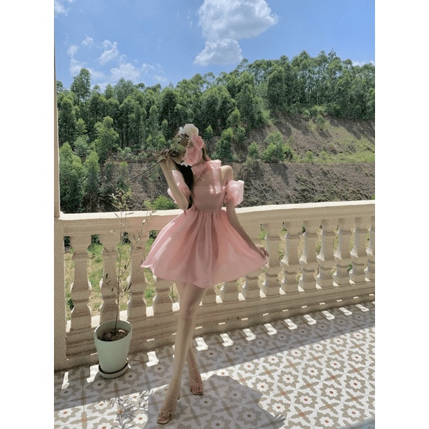 FREE SHIP ĐẦM VOAN XỐP NỮ TAY BỒNG BÚP BÊ CỰC XINH PU