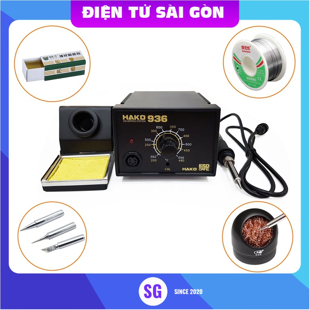 COMBO Trạm hàn HAKO 936 điều chỉnh nhiệt độ kèm phụ kiện