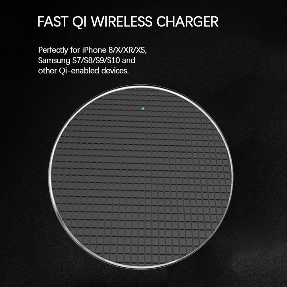 PUR 10W QC Desktop Round Fast Wireless Charger for iPhone 8P XR Xiaomi 9 Samsung Huawei Fast Charger