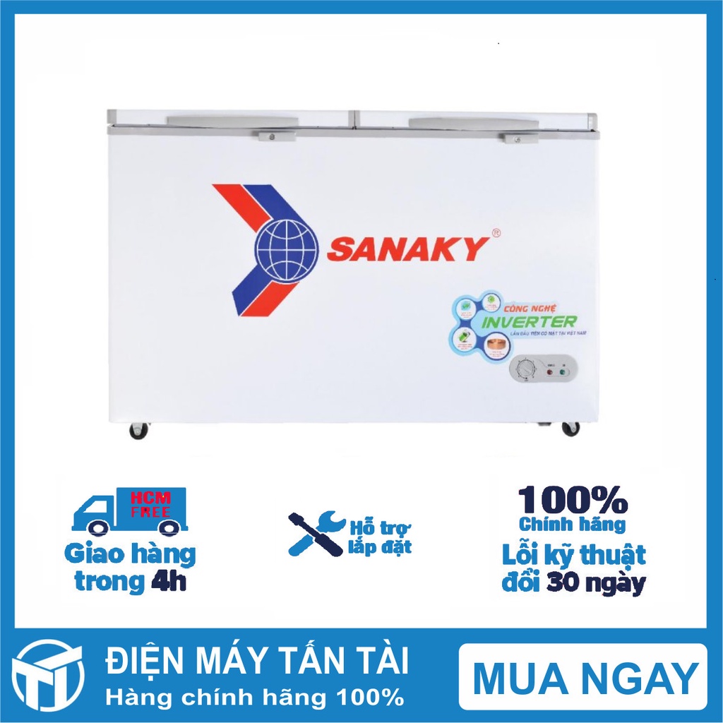 Tủ đông Inverter SANAKY 195 lít VH-2599W3 - 1 NGĂN ĐÔNG 1 NGĂN MÁT, DÀN LẠNH ĐỒNG, MIỄN PHÍ GIAO HÀNG HCM.