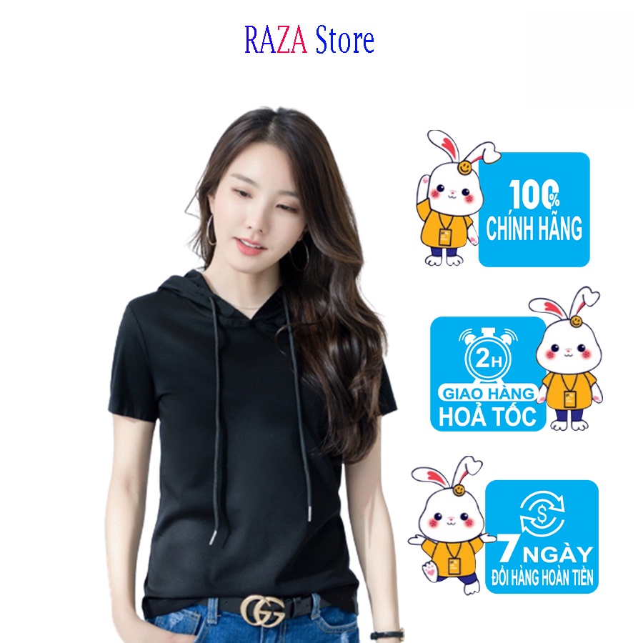 Áo Hoodie nữ  RAZA Store Cotton Mỏng Tay Ngắn Phong Cách Hàn Quốc Dành Cho Bạn Nữ có Size từ 45-65kg RZM47