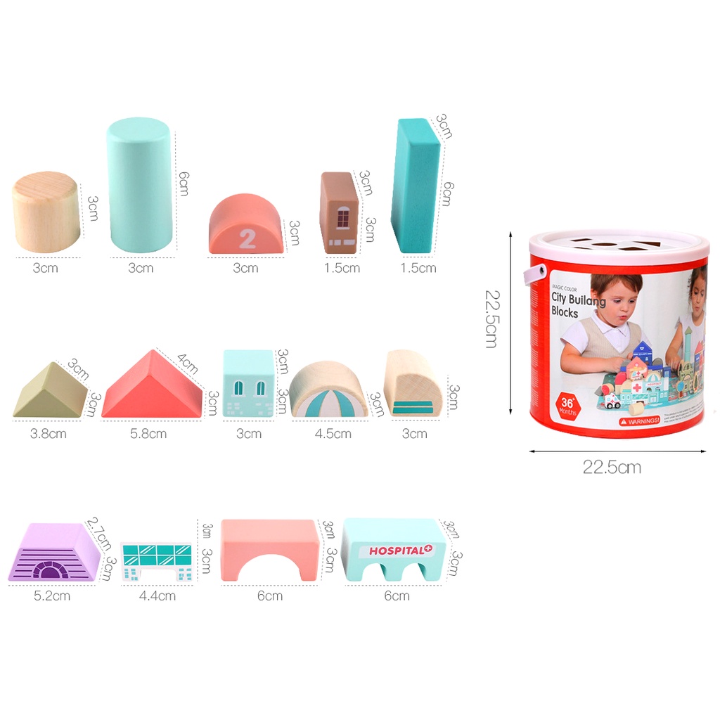 Đồ Chơi Xếp Hình BeThongMinh Mô Hình Thành Phố Bằng Gỗ Cao Cấp 120 Chi Tiết Có Hộp Đựng Giúp Bé Phát Triển Trí Tuệ