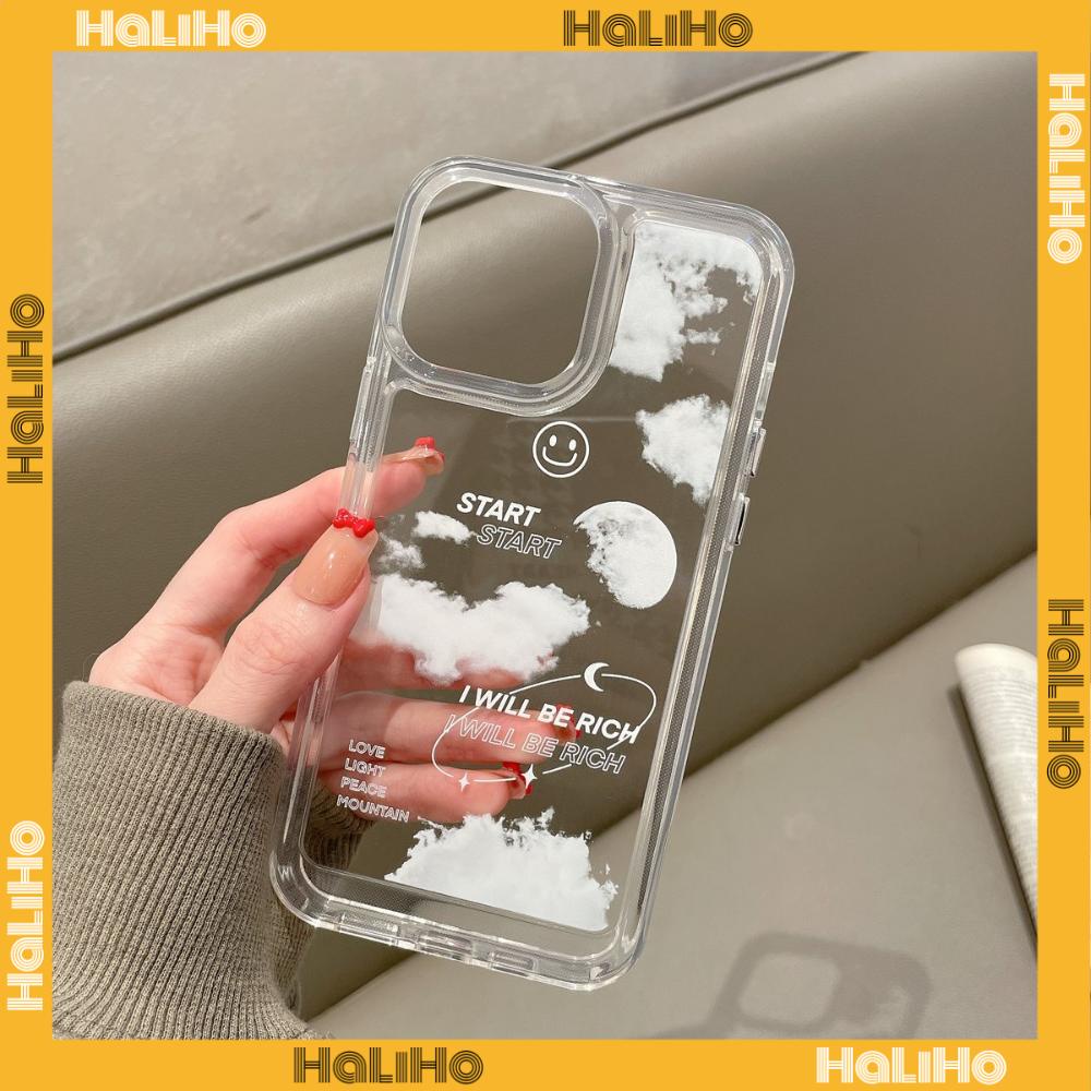 iPhone Case Clear Case Soft Thick TPU Shockproof Super Transparent Protection Camera Plating Button Clouds Smiley For iPhone 13 Pro Max iPhone 12 Pro Max iPhone 11 iPhone 7 Plus