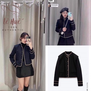 ✨BÁN SỈ✨Áo dạ đen viền cúc cổ