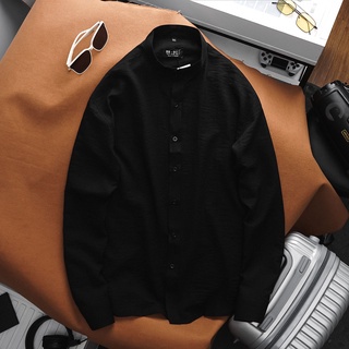 Sơ mi nam tay dài vải đũi không túi - đũi TD trơn