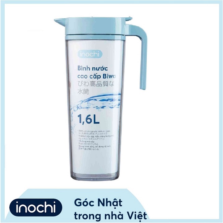 Bình nước cao cấp Biwa 1.6L nhựa AS nguyên sinh an toàn, dễ vệ sinh - Giao màu ngẫu nhiên