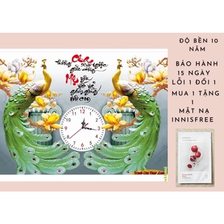 TRANH ĐÍNH ĐÁ ĐỒNG HỒ ĐÔI CÔNG XANH, TRANH GẮN ĐÁ,TRANG TRÍ NHÀ CỬA,TRANH TREO TƯỜNG