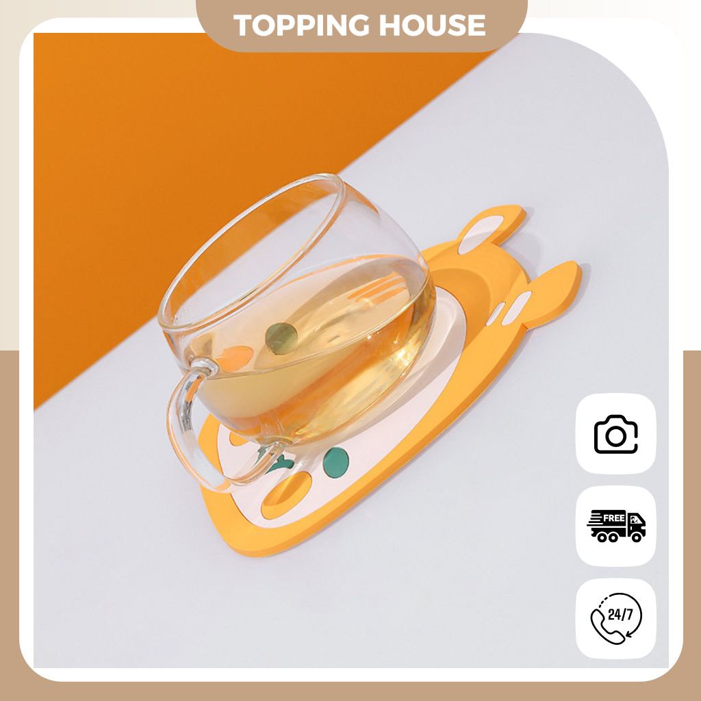 Miếng lót ly - lót cốc silicon cách nhiệt, Đế lót ly, lót nồi chất liệu silicon dễ thương - chống trượt - GD04