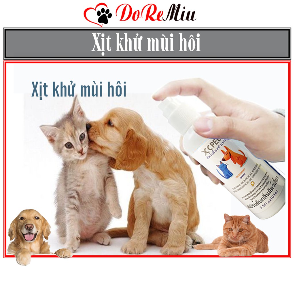 Doremiu- XC PET 100ml (thailand) Xịt thơm khử mùi hôi cát mèo và mùi hôi trên cơ thể chó mèo