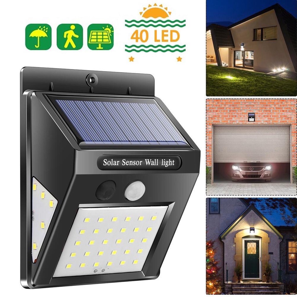 Đèn LED năng lượng mặt trời 40 bóng cảm ứng chuyển động chống thấm nước