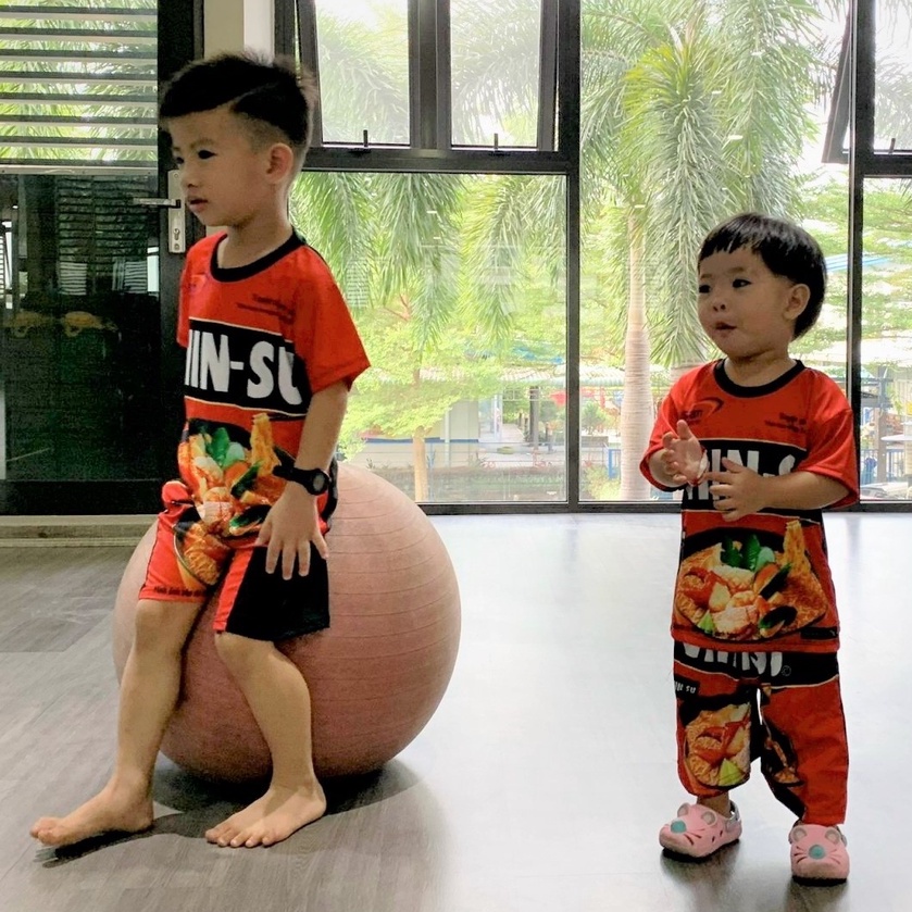 Bộ quần áo mì tôm cho bé từ 10kg cực đáng yêu chất thun lạnh co dãn hình in 3D sắc nét không phai màu