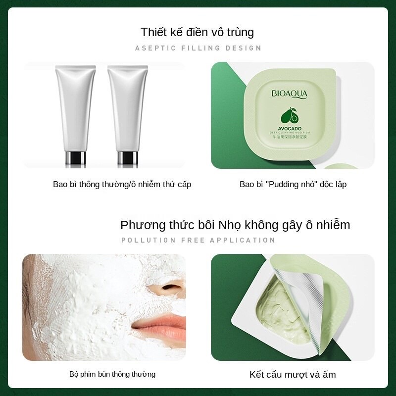 Hủ Mặt Nạ Đất Sét Tinh Chất Bơ BIOAQUA AVOCADO Kiềm Dầu Nhờn Trắng Da Se Lỗ Chân Lông MASK Bùn Non Tri Mụn Cấp Nước