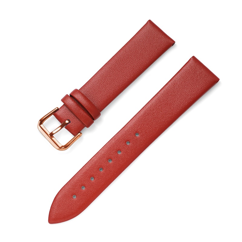 (Đỏ) Dây đồng hồ da bê mềm slim BO-20 chống thấm nước nhiều size 10 12 14 15 16 18 19 20 22mm