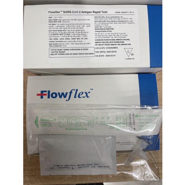Bộ kit test nhanh covid-19. que test nhanh Flowflex kháng nguyên chính hãng Công Nghệ Mỹ Antigen Rapid