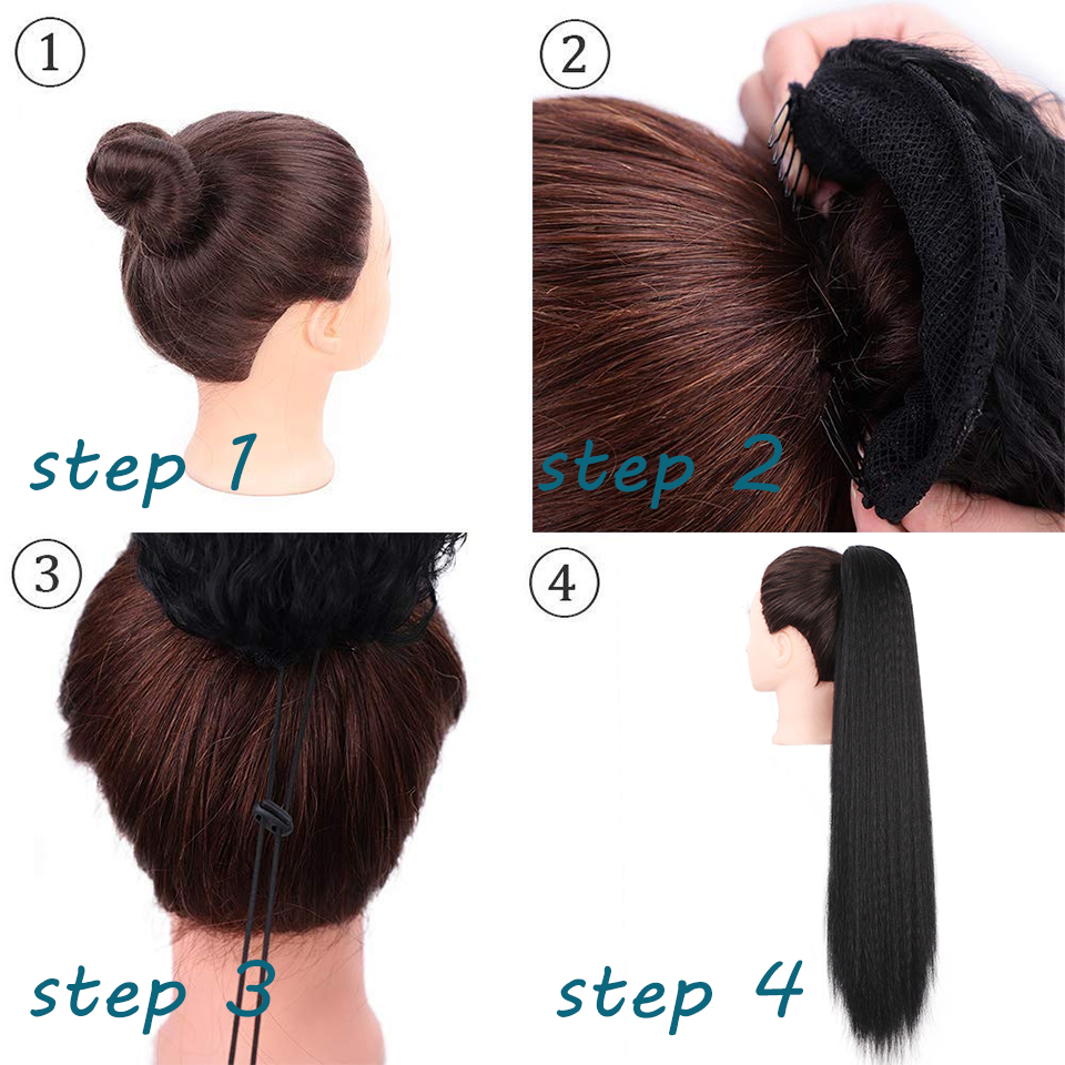 Tóc giả đuôi ngựa WIGSIN xoăn gợn sóng sợi tổng hợp 55cm thời trang