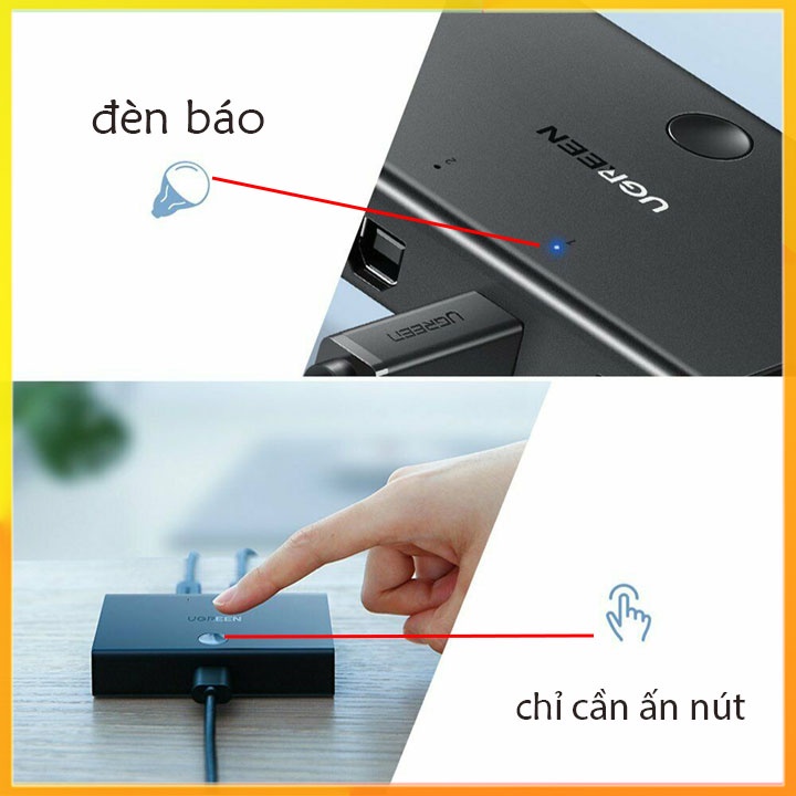 Bộ chia sẻ dữ liệu 2 máy tính cho 1 máy in Ugreen 30345_bảo hành 12 tháng