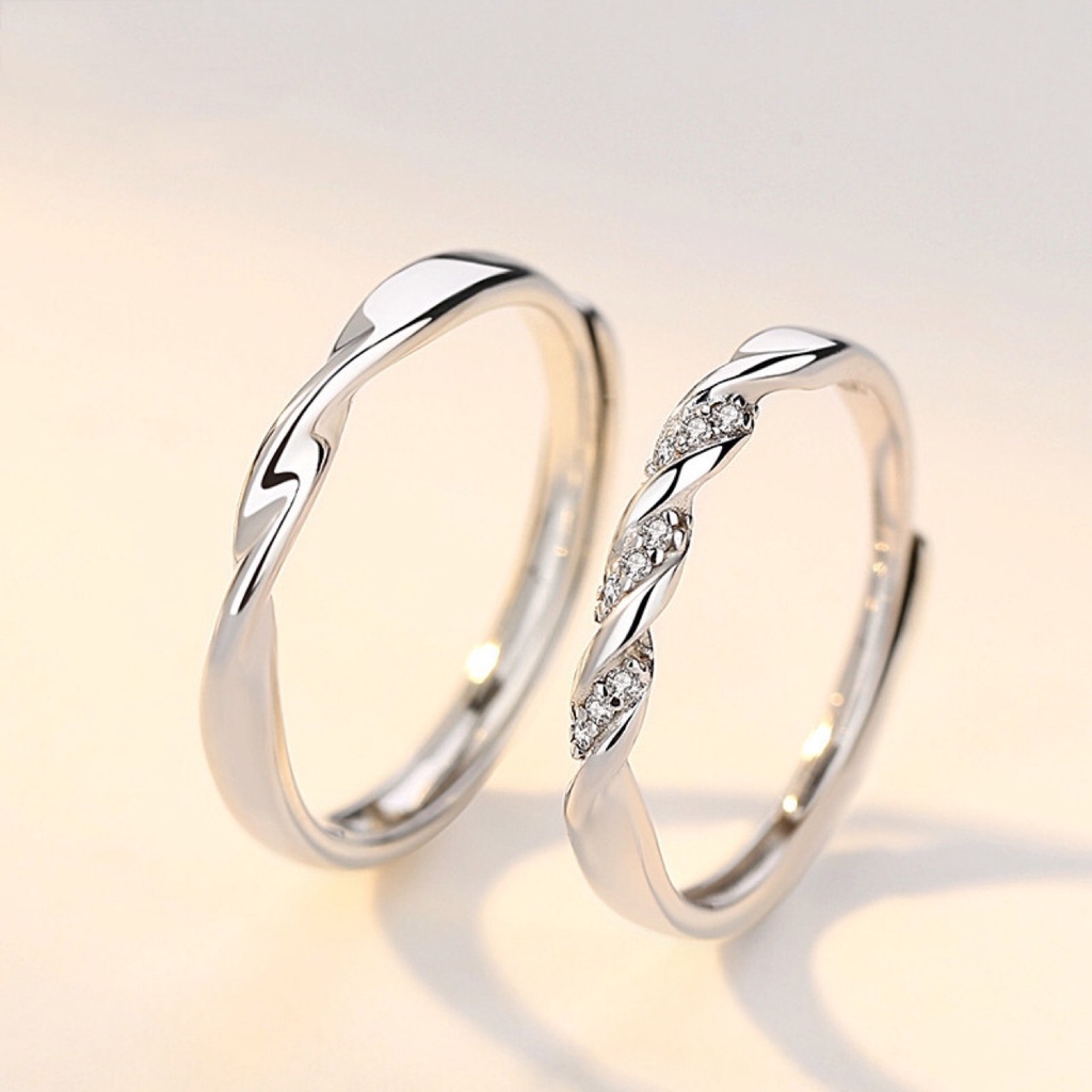 Nhẫn Đôi Đính Đá Zircon Mới Làm Quà Tặng Valentine