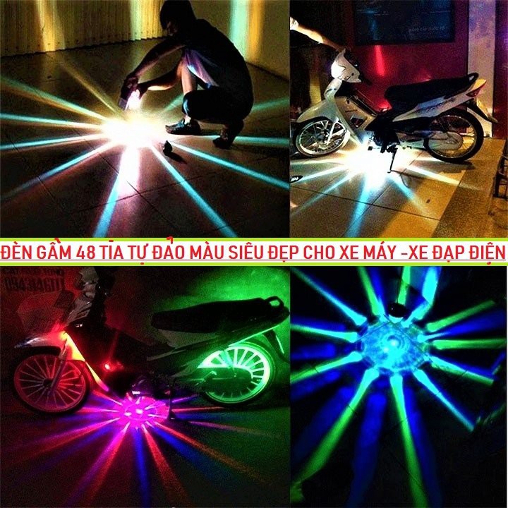 Đèn led gầm xe máy ô tô 48 tia 12v-80v bản cao câp tự động đảo màu chớp nháy cực đẹp