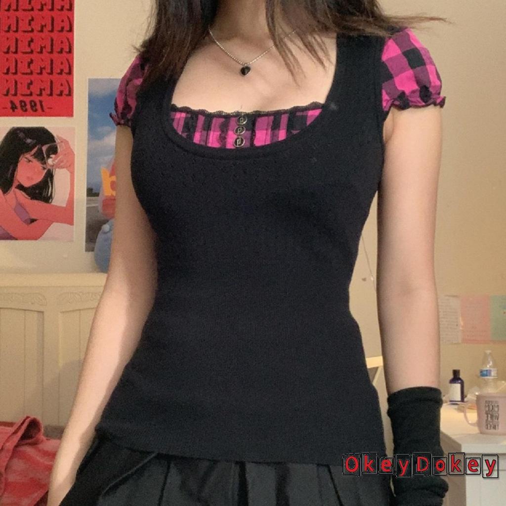 Áo Thun Nữ Tay Ngắn Phối Ren Kiểu Dáng Đơn Giản Ngọt Ngào