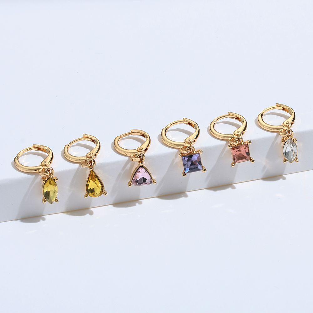Bộ 6 Khuyên Tai Lủng Lẳng Dự Tiệc|Màu Sắc Thời Trang Citrine Amethyst