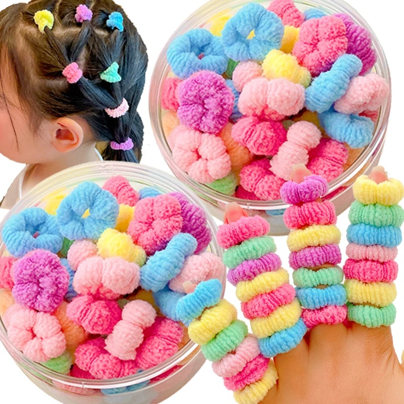 Set 100 Dây Cột Tóc Vải Co Giãn Thời Trang Hàn Quốc Chất Lượng Cao