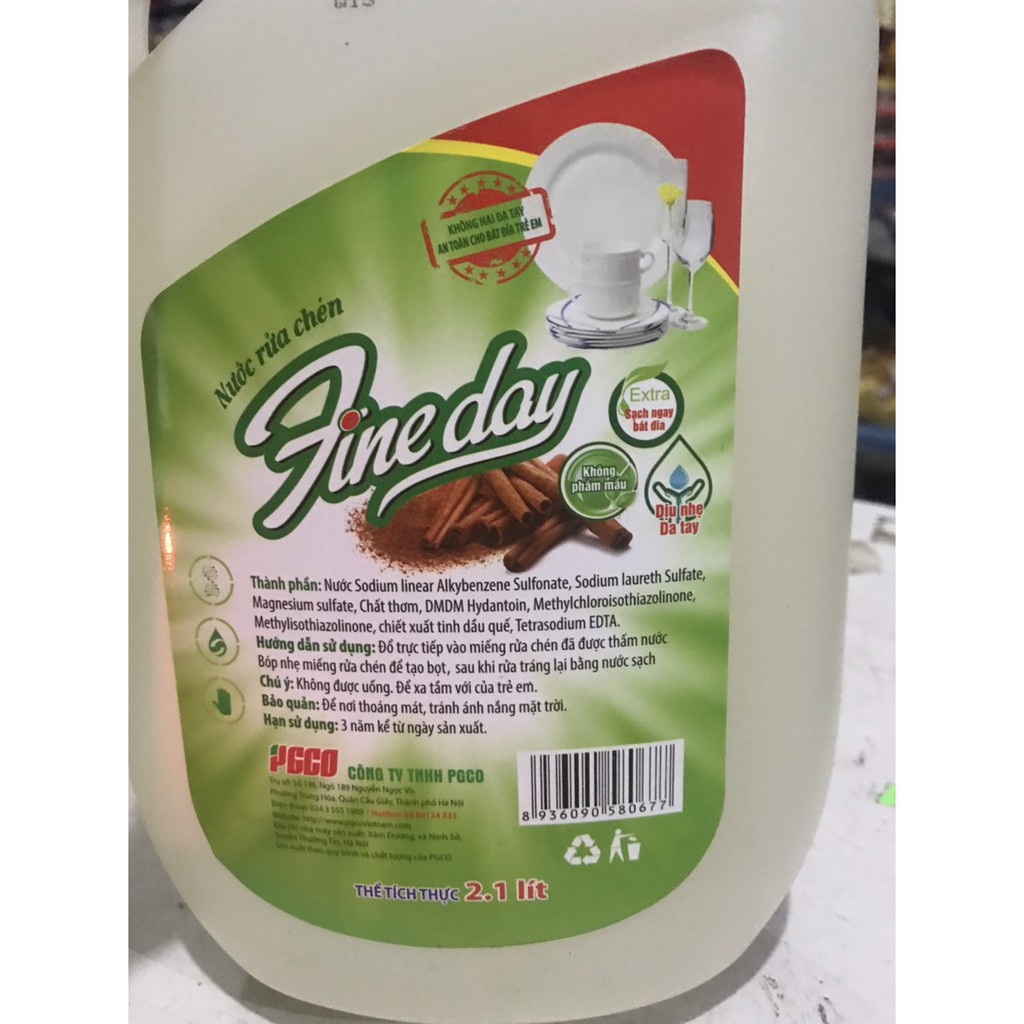 Nước Rửa Chén Fineday Tinh Dầu Quế/ Chanh Lô Hội 2.1L có vòi