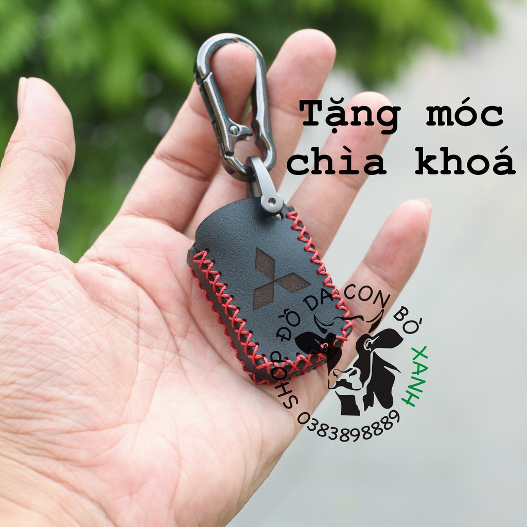 [Màu nâu] Bao Da Chìa Khoá Mitsubishi Xpander, Triton, Attrage, Mirage, Lancer (chìa cơ) handmade Da Thật 002