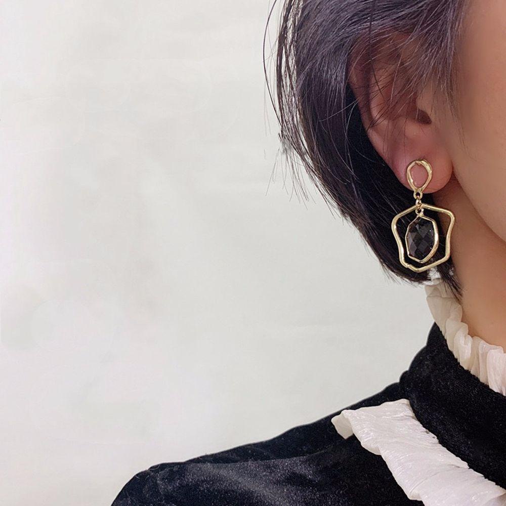 JARRED Bông Tai Hợp Kim Dáng Dài Kiểu Hình Học Đơn Giản Phong Cách Hàn Quốc