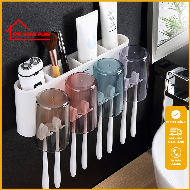 Bộ nhả kem đánh răng tự động ECOCO chính hãng, kệ để đồ nhà tắm dán tường có ngăn lưu trữ E1926