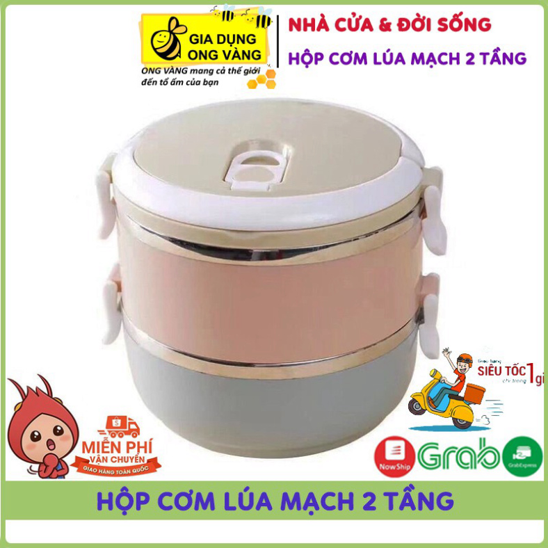 Hộp Đựng Cơm Đựng Thức Ăn Giữ Nhiệt, Camen Hình Tròn, Cặp Lồng Có Quai Cầm, Cà Mèn Inox 2 Tầng Siêu Tiện Dụng Hiệu quả