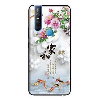 Ốp lưng vivo v15 - chim cá nền hoa trắng
