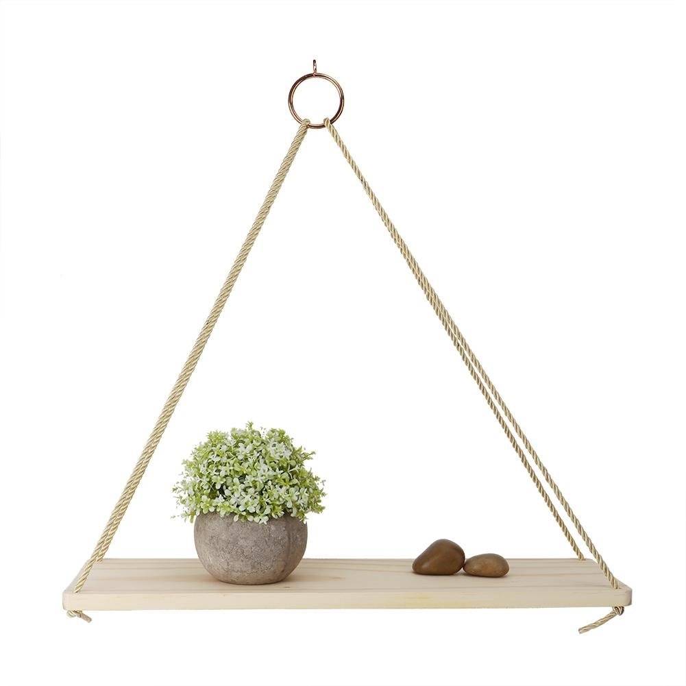 Kệ gỗ treo tường đa năng trang trí dây thừng gỗ thông thơm vintage G01