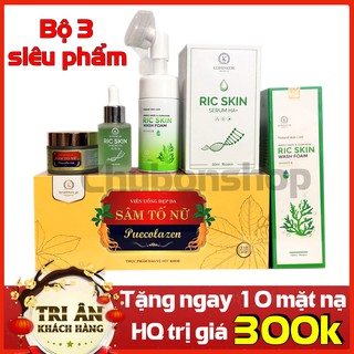 Bộ combo RIC SKIN HA+ + RIC SKIN WASH FOAM + SÂM TỐ NỮ PUECOLAZEN