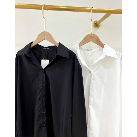[HÀNG THIẾT KẾ CAO CẤP] Áo Sơ Mi Basis Oversized Form Rộng Đi Học / Công Sở Màu Trắng / Đen