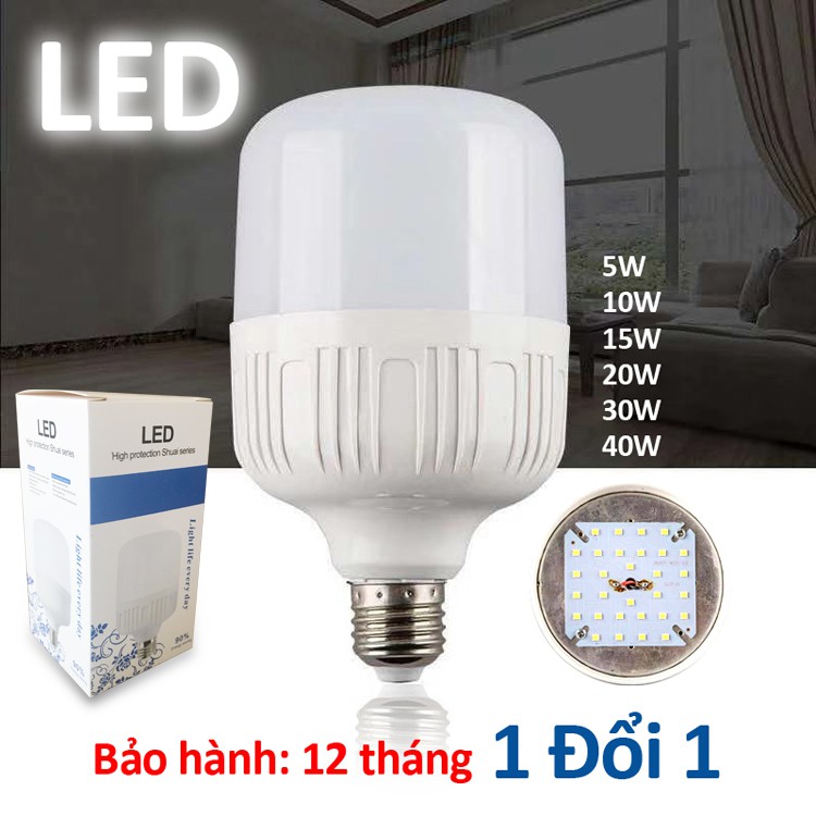 Đèn Led Bulb hình trụ loại 30W hay 40W tùy chọn Đèn Trắng Siêu Sáng Giá Siêu Rẻ Bảo hành 1 đổi 1  LED bóng đèn Led