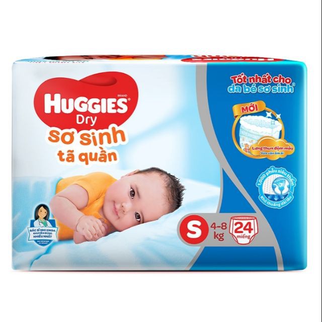 Tã bỉm quần Huggies Dry Pants gói nhỏ size S 24 miếng M 22 miếng L 20 Miếng XL 18 Miếng XXL 16 miếng date 2020 new.