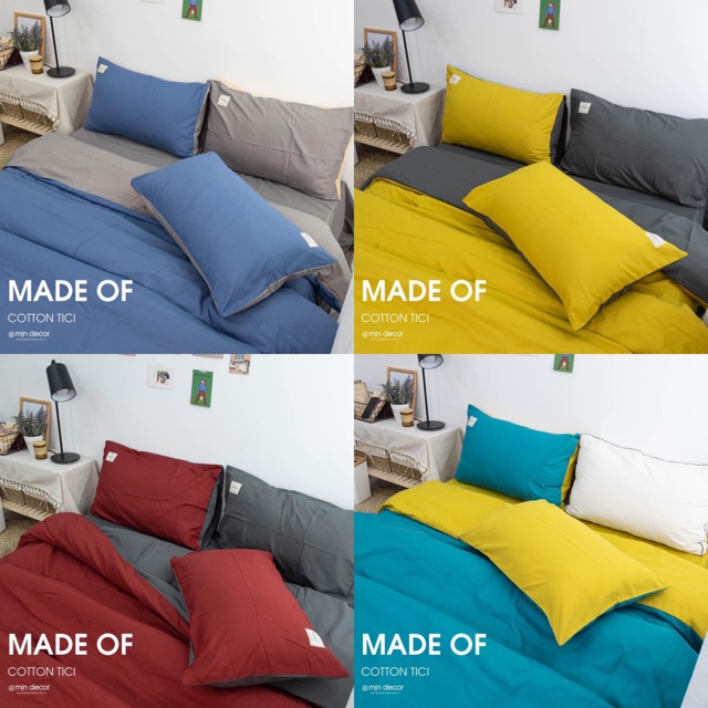 Bộ chăn ga cotton citi tag trắng⭐️ ib chọn màu🌟 | BigBuy360 - bigbuy360.vn