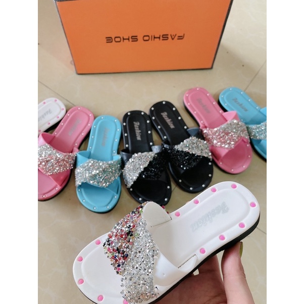 dép trẻ con nữ - dép bé gái quai đã chéo siêu đẹp(17cm-19cm)