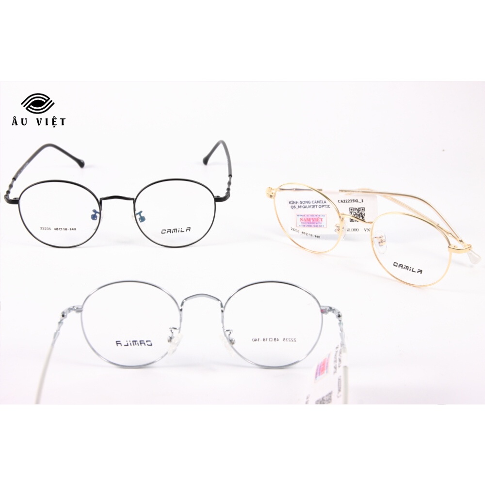 Gọng kính kim loại nam nữ dáng tròn Camila CA-22235 màu vàng/bạc/đen Full box