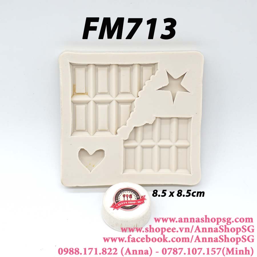 FM713 KHUÔN THỎI SOCOLA BẺ LỚN