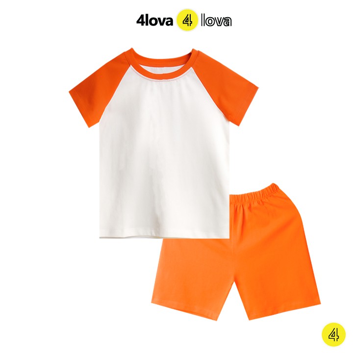 Bộ quần áo cộc tay phối màu tay cho bé trai 4LOVA chất cotton co giãn thoáng mát mùa hè chính hãng từ 8 - 27kg