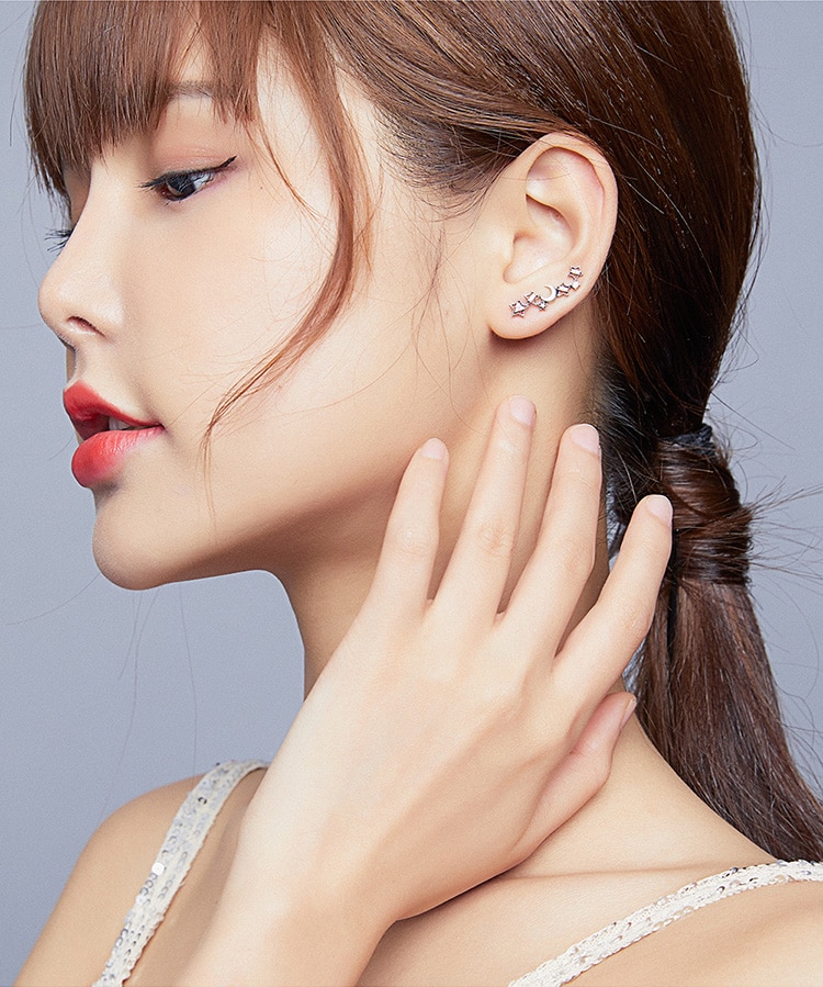 Khuyên Tai Bamoer SCE926 Bạc 925 Thật Kiểu Dáng Trăng Và Sao Thời Trang Nữ 2020