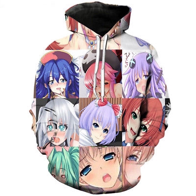 Áo hoodie mặc tròn in hình anime ahegao 3D vui nhộn cho nam và nữ