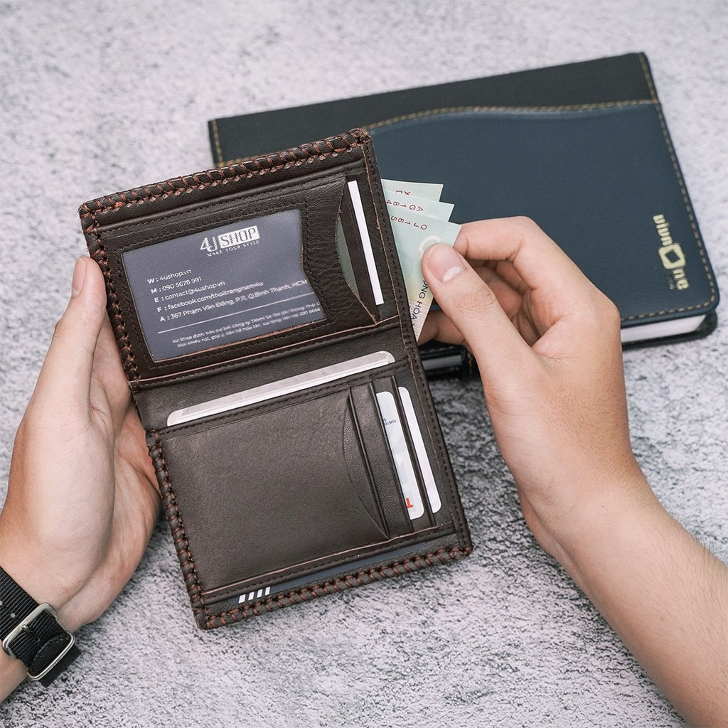 Bóp Ví Nam Da Bò 4U Handmade Nổi Bật F129